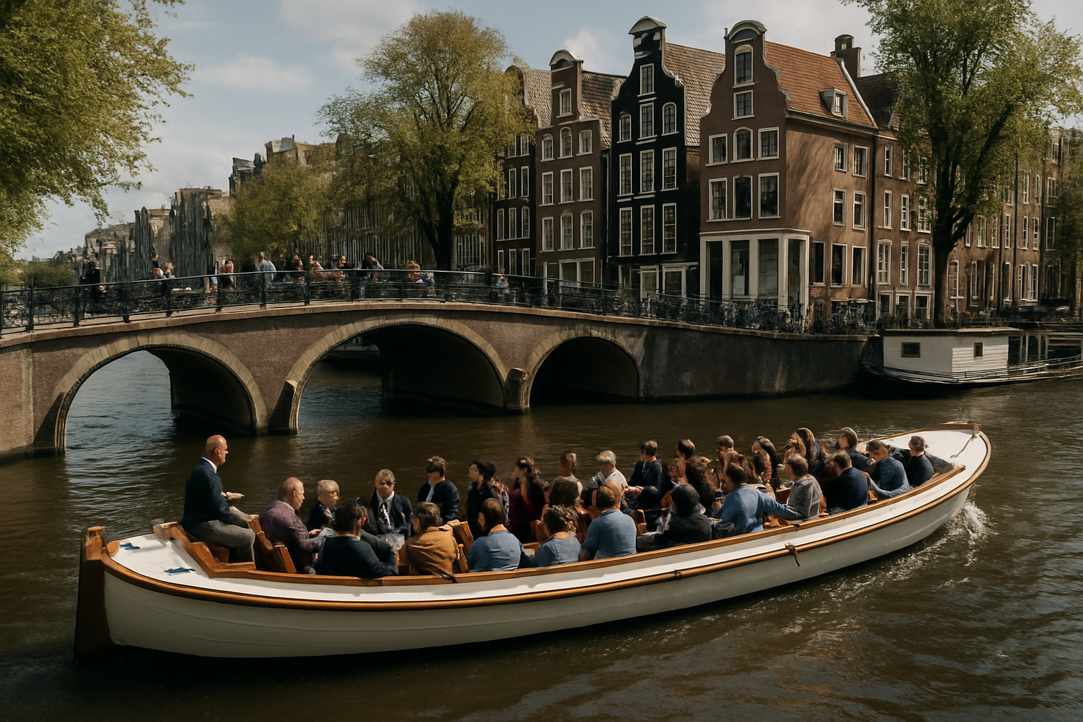 Realistic atmospheric image for a Canal cruise in Amsterdam