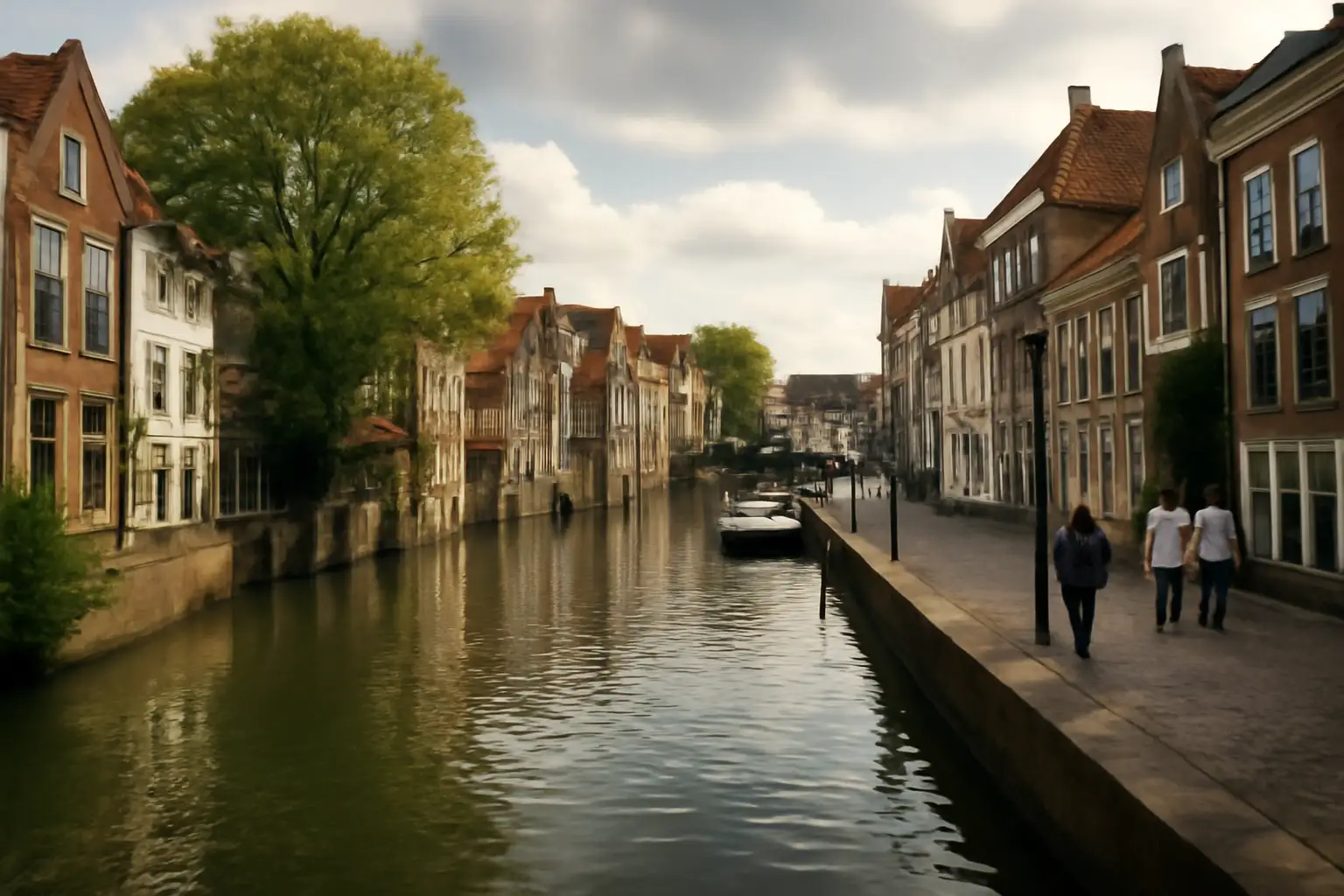 View of Dordrecht with water and historic façades